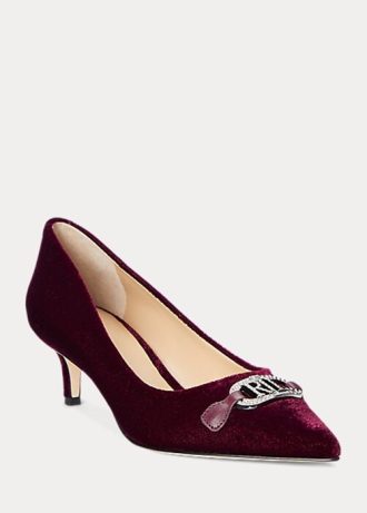 Sapatos de veludo Ralph Lauren Amory para mulheres, cor fúcsia