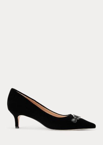 Sapatos de veludo Ralph Lauren Amory para mulheres pretas
