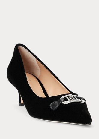 Sapatos de veludo Ralph Lauren Amory para mulheres pretas
