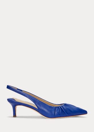 Sapatos Ralph Lauren Lolah Nappa de couro azul marinho femininos