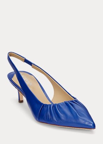 Sapatos Ralph Lauren Lolah Nappa de couro azul marinho femininos
