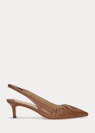 Sapatos Ralph Lauren Lolah Nappa de Couro Marrom Feminino