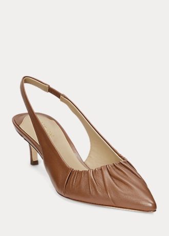 Sapatos Ralph Lauren Lolah Nappa de Couro Marrom Feminino