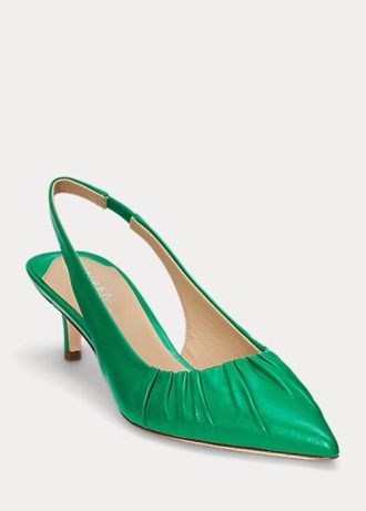 Sapatos Ralph Lauren Lolah Nappa de Couro Verde Feminino