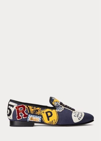 Sapatos sociais de lona multicoloridos Ralph Lauren Paxton com logotipo Paxton para homens