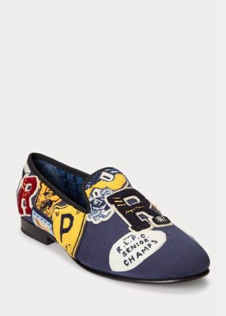 Sapatos sociais de lona multicoloridos Ralph Lauren Paxton com logotipo Paxton para homens