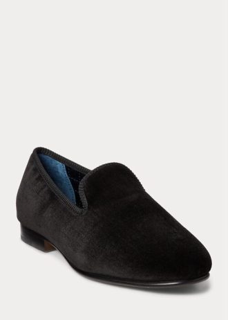 Sapatos sociais de veludo Ralph Lauren Paxton masculinos pretos