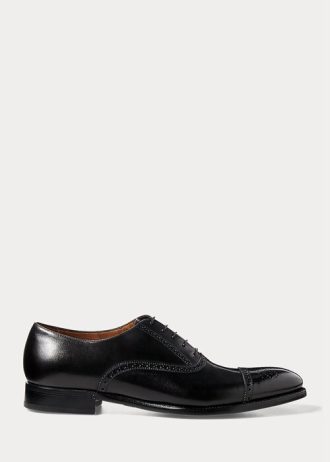 Sapatos sociais masculinos pretos Ralph Lauren Denver com biqueira