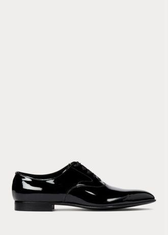 Sapatos sociais masculinos pretos Ralph Lauren Paget de couro envernizado