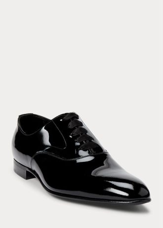 Sapatos sociais masculinos pretos Ralph Lauren Paget de couro envernizado