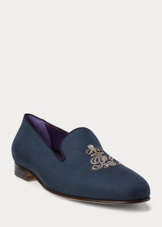 Sapatos sociais masculinos Ralph Lauren Alonzo Bullion em linho azul