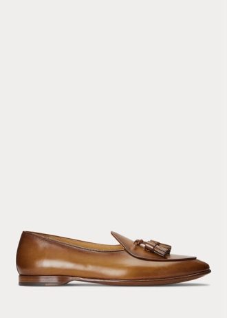 Sapatos sociais masculinos Ralph Lauren Belvin em couro de bezerro marrom