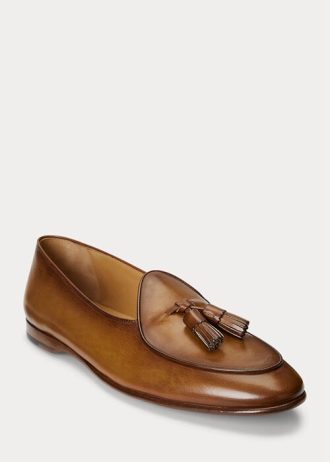 Sapatos sociais masculinos Ralph Lauren Belvin em couro de bezerro marrom