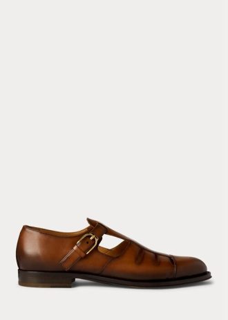 Sapatos sociais masculinos Ralph Lauren em couro de bezerro polido estilo pescador marrom