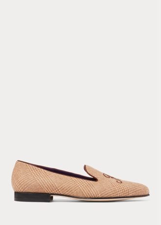 Sapatos sociais Ralph Lauren Alonzo Glen xadrez tweed marrom/marrom masculinos