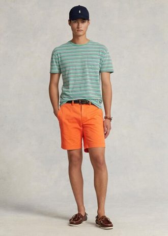 Shorts chino Ralph Lauren masculino elástico e reto laranja