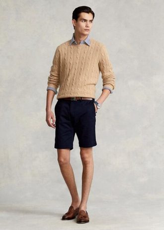 Shorts chino Ralph Lauren Stretch Slim Fit masculino azul marinho