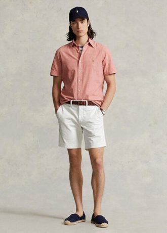 Shorts chino Ralph Lauren Stretch Straight Fit masculino branco