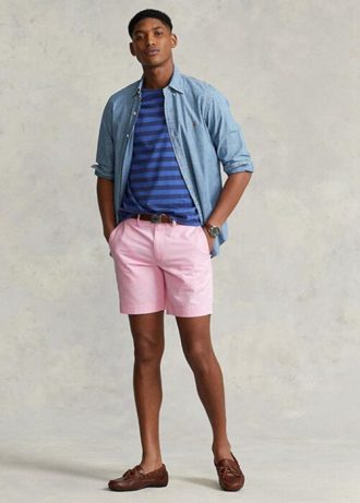 Shorts chino Ralph Lauren Stretch Straight Fit Masculino Rosa