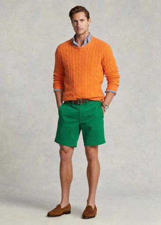 Shorts chino Ralph Lauren Stretch Straight Fit Masculino Verde