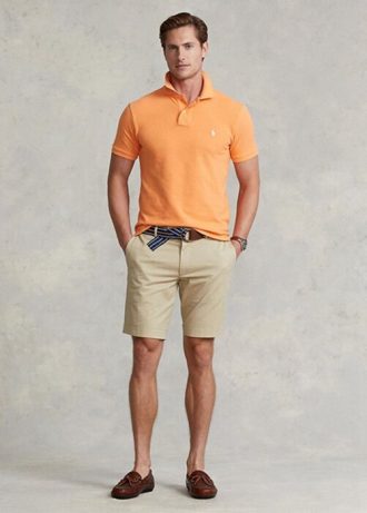 Shorts chino slim fit masculino Ralph Lauren cáqui