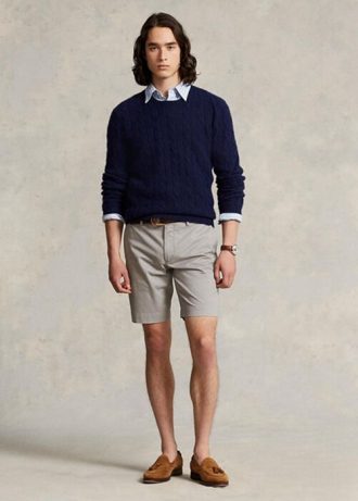 Shorts chino slim fit Ralph Lauren masculino cinza