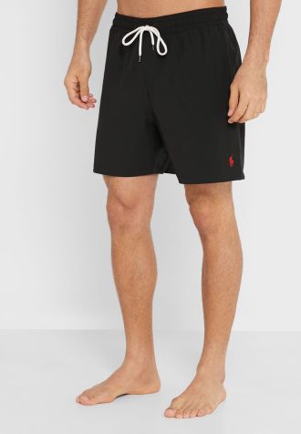 Shorts de banho Ralph Lauren masculino preto com cordão
