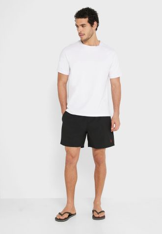 Shorts de banho Ralph Lauren masculino preto com cordão