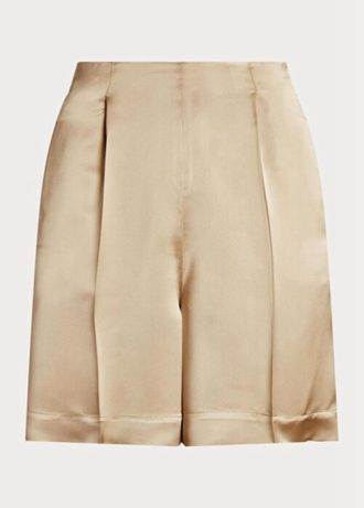 Shorts de cetim lavado Ralph Lauren Ainsworth cáqui feminino