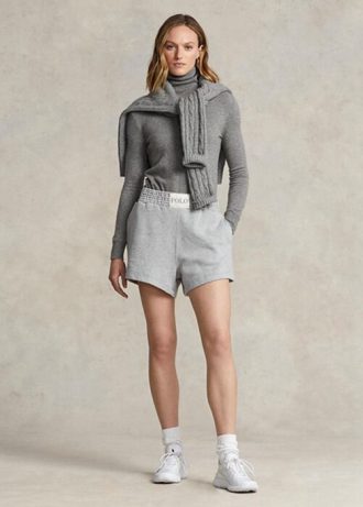 Shorts de lã com logotipo Ralph Lauren cinza feminino