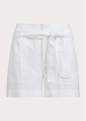 Shorts de linho com cinto Ralph Lauren feminino branco