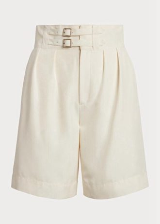 Shorts de seda Shantung Francine Ralph Lauren feminino bege