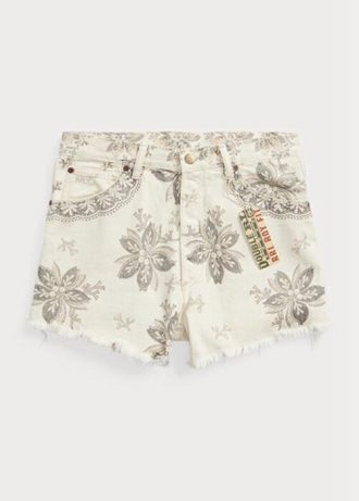 Shorts jeans Ralph Lauren Boy Fit com estampa de sementes, bege, feminino