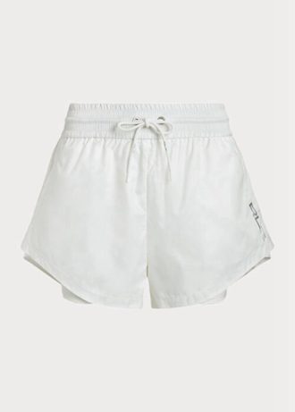 Shorts Ralph Lauren feminino branco com camadas de jersey ripstop e cordão