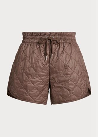 Shorts Ralph Lauren feminino marrom com cordão e acolchoado repelente à água