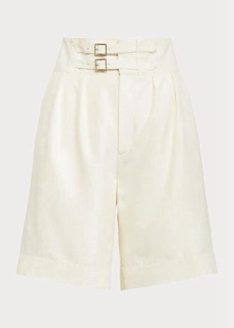 Shorts Ralph Lauren Francine Mulberry Silk Branco Feminino