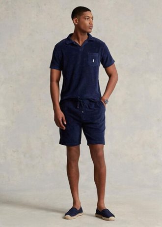 Shorts Ralph Lauren Terry com cordão masculino azul marinho