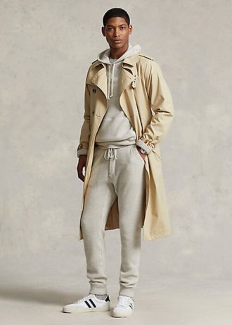 Sobretudo masculino bege de algodão elástico Ralph Lauren