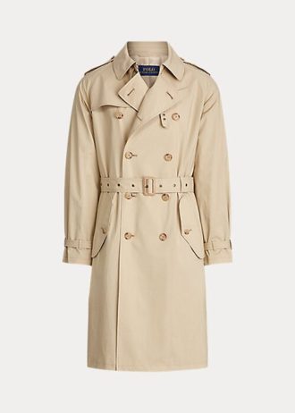 Sobretudo masculino bege de algodão elástico Ralph Lauren