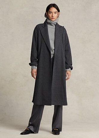 Sobretudos femininos Ralph Lauren de flanela cinza escuro