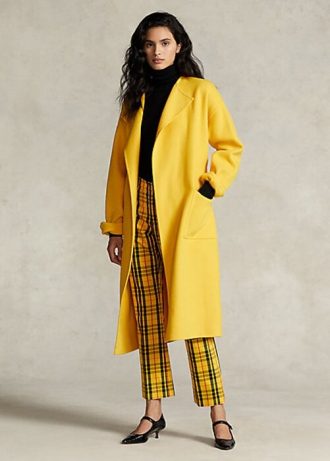Sobretudos Ralph Lauren femininos amarelos de lã dupla face