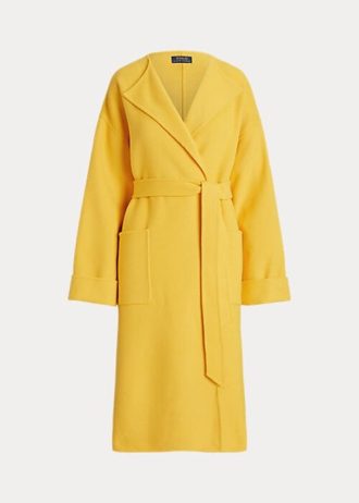 Sobretudos Ralph Lauren femininos amarelos de lã dupla face