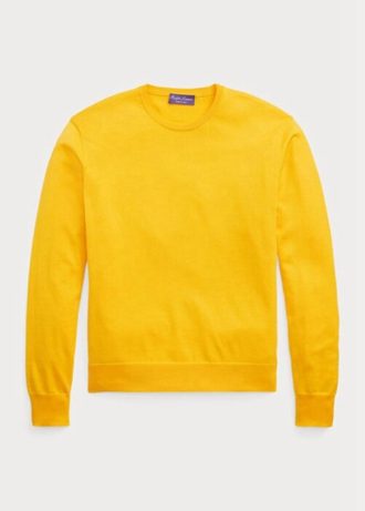 Suéter de gola redonda de algodão Ralph Lauren masculino amarelo