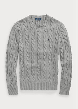 Suéter de malha de algodão Ralph Lauren cinza masculino
