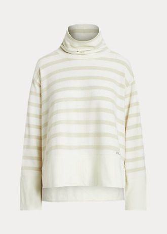Suéter Ralph Lauren Listrado Feminino Fleece Performance Creme