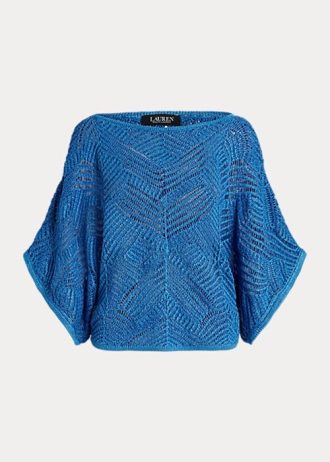 Suéter Ralph Lauren Oversize de malha de algodão misto azul feminino