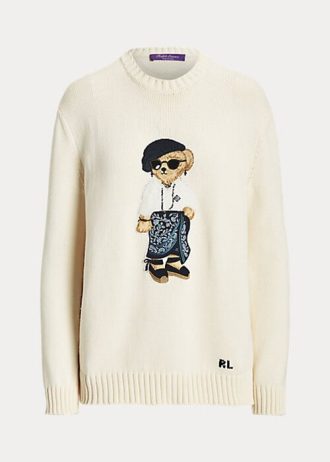 Suéter Ralph Lauren Sarong Bear Jersey Feminino Creme