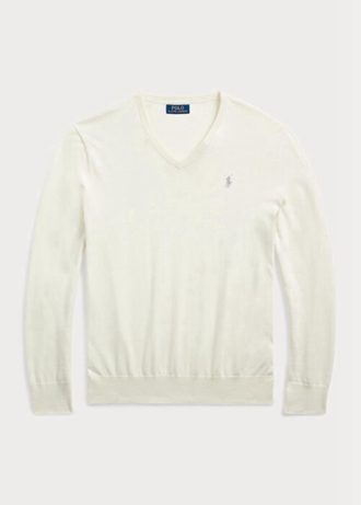 Suéter Ralph Lauren Slim Fit de algodão texturizado masculino branco