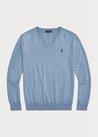 Suéter Ralph Lauren Slim Fit Texturizado de Algodão Azul Masculino