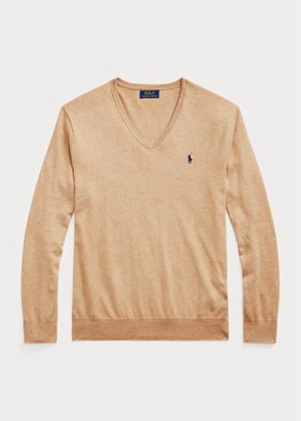 Suéter Ralph Lauren Slim Fit Texturizado de Algodão Masculino Marrom